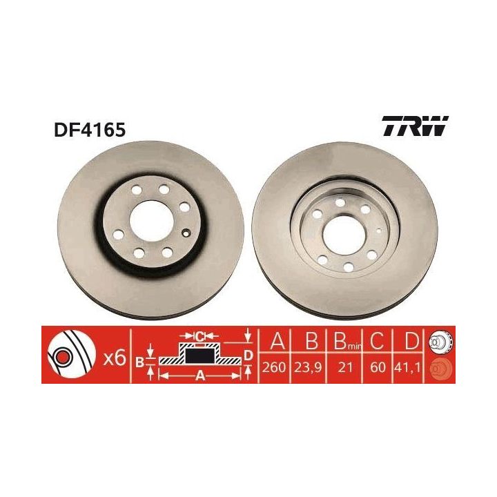 TRW Takım - Fren Diski Ön Havalı 260.50mm Opel Corsa C 1.4I 16V (00-+) 1.7dti (00-+) 1.8I 16V (01-+) Combo 1.6I (01-+) Meriva