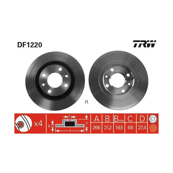 TRW Takım - Fren Diski Ön Havalı 266mm P206 P306 P405 Partner Berlingo Em
