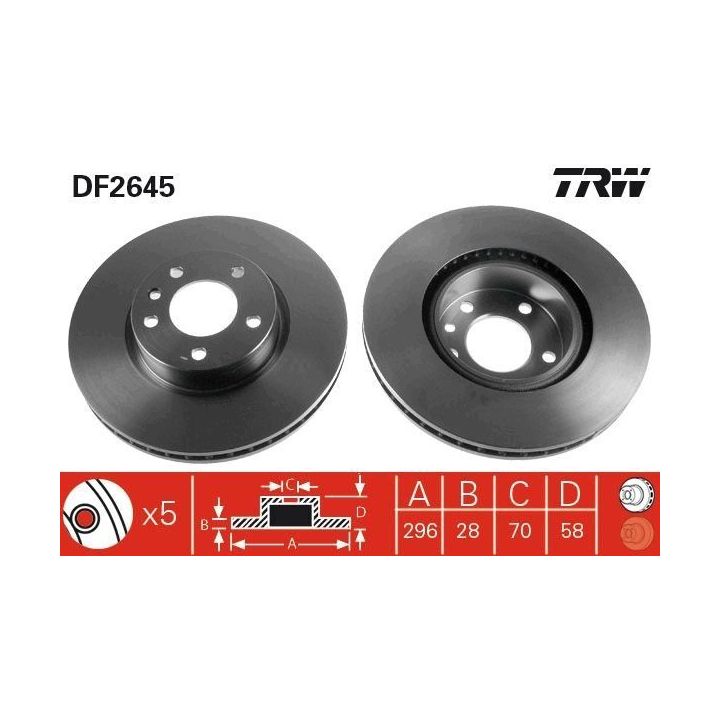 TRW DF2645 Takım - Fren Diski Ön Havalı 296mm Omega B 1994-2003
