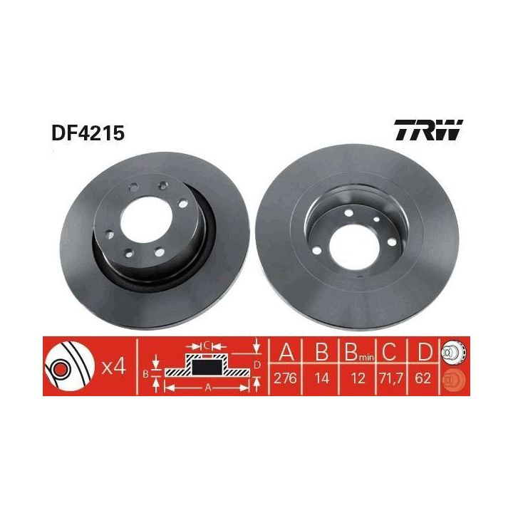 TRW Fren Disk Arka I Citroen: C5 I (dc), C5 I Break (de), C5 II (rc), C5 II Break (re) 2001-2009