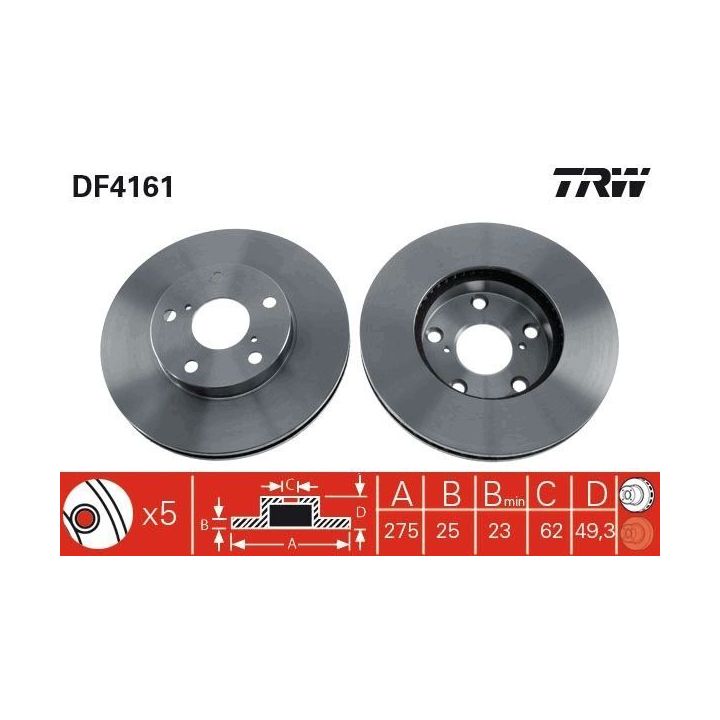TRW Fren Disk Ön I Toyota: Rav 4 II (a2) 2003-2008