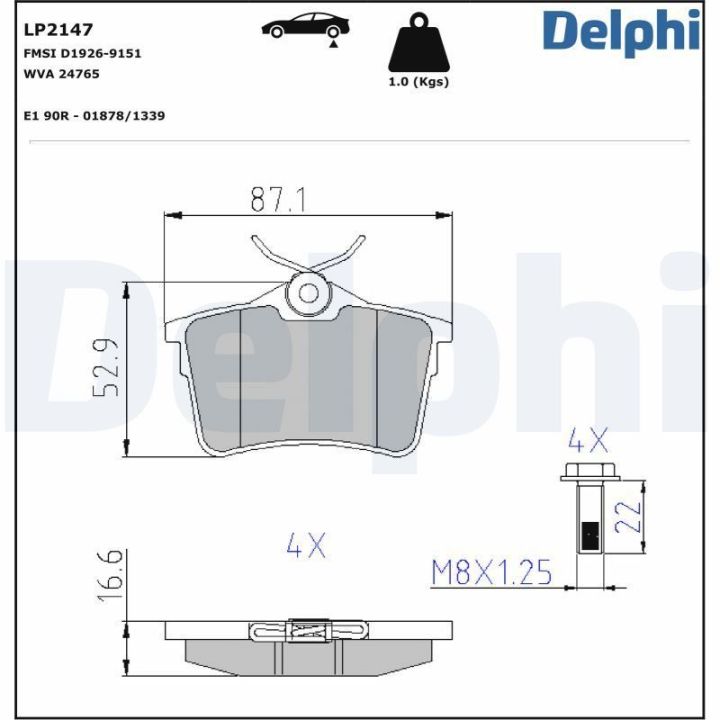 Arka Disk Balata Citroen Peugeot Berlingo 308 (CC, SW) Partner İçin (2000-) - DELPHİ LP2147