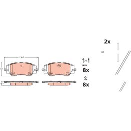 Ön Fren Balatası Corsa F Mokka Peugeot 208 2008 Citroen C4 DS3 İçin (2018-) (302mm) - TRW GDB2478