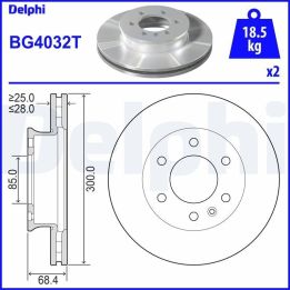 Ön Delikli Fren Diski Çiftli Paket Mercedes Sprinter VW Crafter İçin (2006-) - DELPHI BG4032T