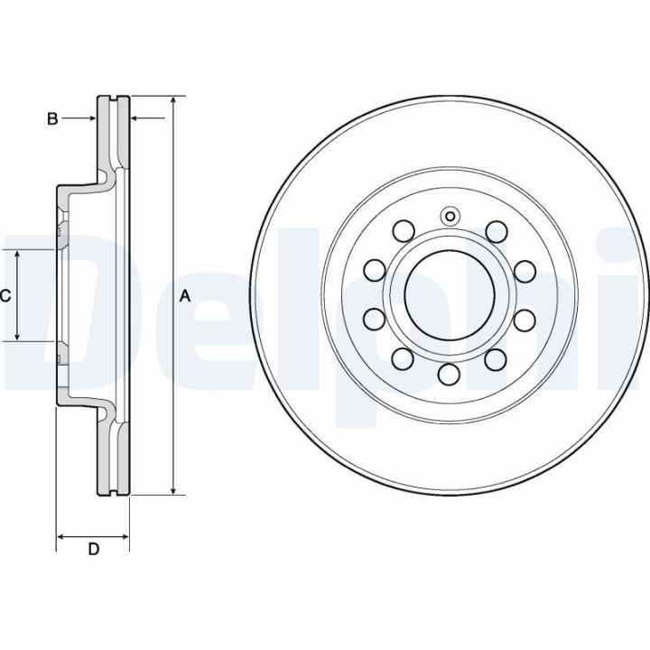 Fren Diski Volkswagen Beetle Caddy Golf Jetta (279.8MM) İçin (2004-2017) - DELPHI BG3832